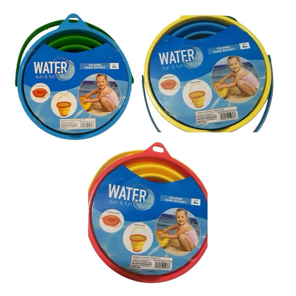 3x Water Sun & Fun Folding Sand Bucket Ages 4+